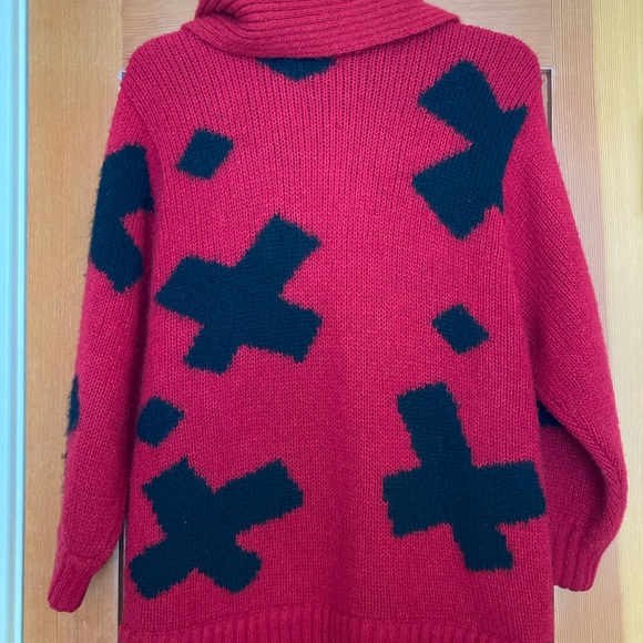 Vtg PGE Mohair Wool Blend Red Cardigan Sweater M - Picture 2 of 7